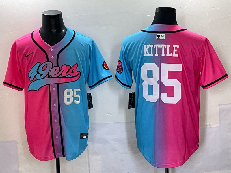 Men 2025 San Francisco 49ers #85 Kittle Pink Blue pink Nike Limited NFL Jersey 004
